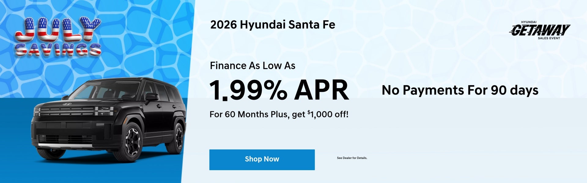A lease & finance offer for a 2026 Santa Fe