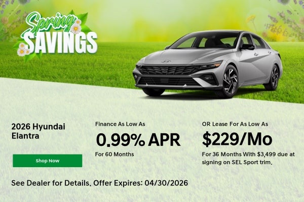 A 0.99% APR offer & $229/mo lease offer for 2026 Elantra