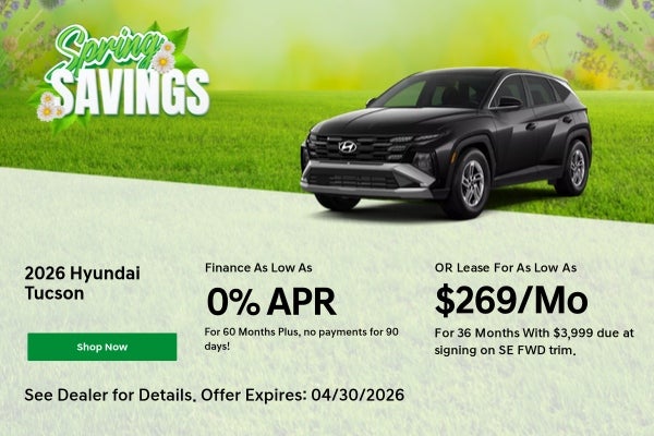 A 0% APR offer & $269/mo lease offer for 2026 Tucson